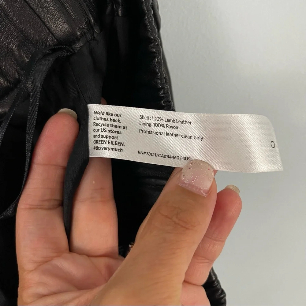 Eileen Fisher The Fisher Project 100% Lamb Leather Pleated Skirt - Picture 9 of 9